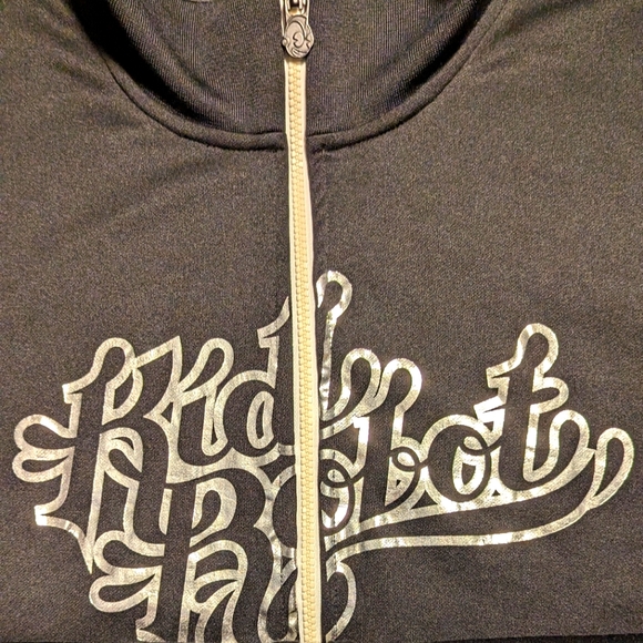 Track Jacket by Kid Robot, Black and Silver Metallic, XXL - Picture 1 of 5